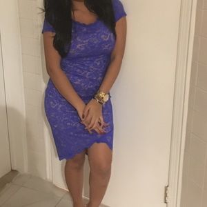 Blue and nude lace dress